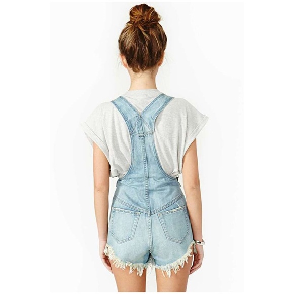 Nasty Gal UNIF Penny Denim Suspender Shorts [D9] - Picture 2 of 8